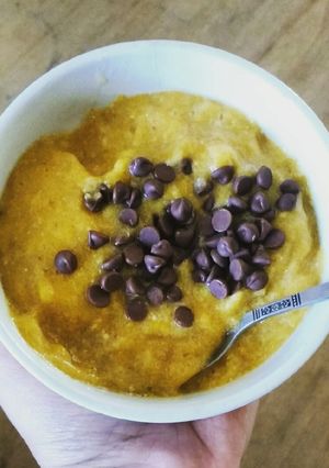 Una foto de Helado vegano de durazno y plátano