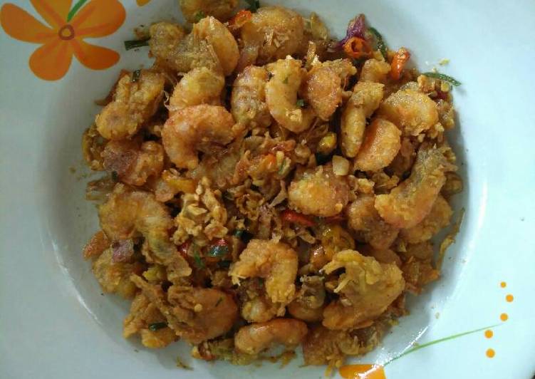 Resep Udang Goreng Tepung Cabe Garam, Lezat