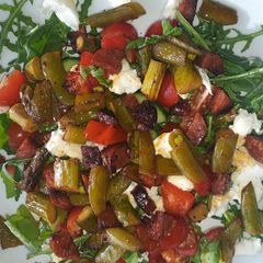 A picture of Chorizo and asparagus salad.
