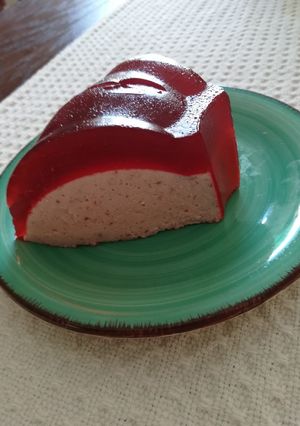 A picture of Strawberry Mousse with Strawberry Gelatin Topping.