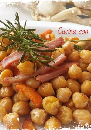 Foto di Ceci al rosmarino con prosciutto cotto croccante