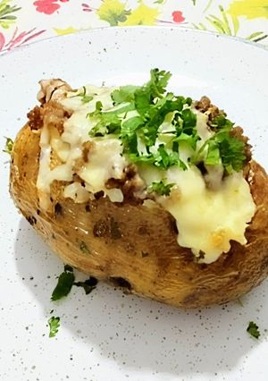 Una foto de Papas rellenas al horno/fondue de papa