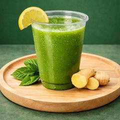 A picture of Scent Leaf and Ginger Juice.