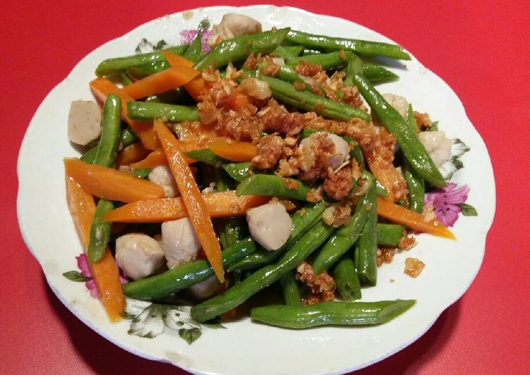 Bumbu meracik Buncis wortel tumis bakso ikan, Enak Banget