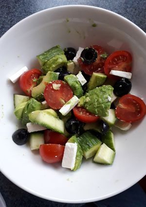 A picture of Greek salad.