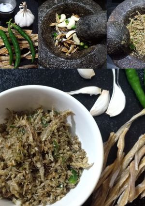 सुक्या बोंबीलाची चटणी /ठेचा (sukya bombilachi chutney recipe in marathi) रेसिपी चे मुख्य फोटो 