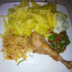 A picture of French fries with chicken #AuthorMarathon.
