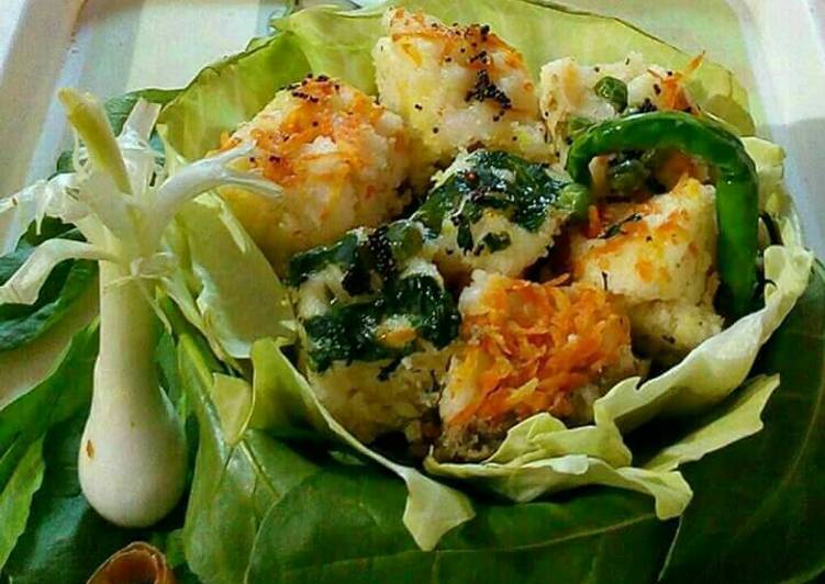 Step-by-Step Guide to Make DietPerfect Double decker spinach carrot dhokla
