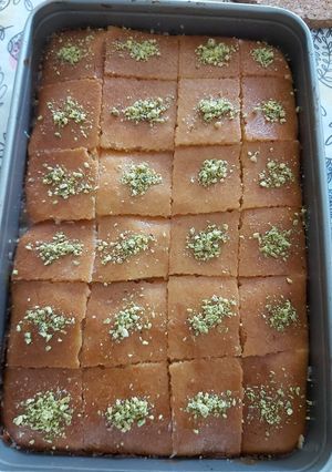 صورة لوصفة هريسة(بسبوسة) محشية بالجبنة