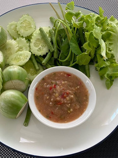 A picture of Spicy Shrimps Paste Dip With Fresh Vegetables.