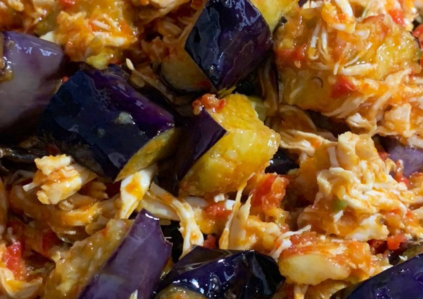 Ayam suwir terong balado