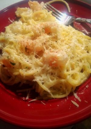 A picture of Creamy Lemon Shrimp Pasta.