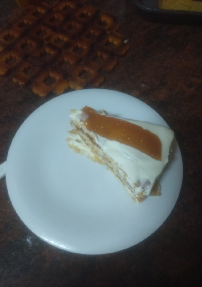 Una foto de Tarta fría de galletas, membrillo y queso