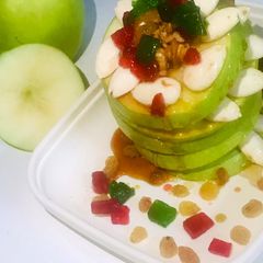 Green apples loaded with nuts salad A picture of Green apples loaded with nuts salad.