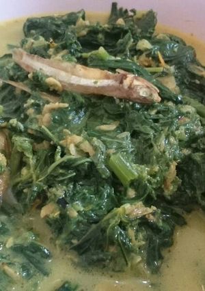 Foto resep Sayur daun singkong santan teri