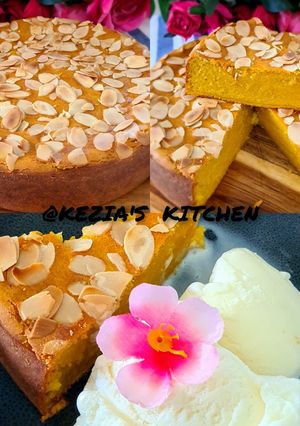 A picture of Bingka Almond Labu Kuning (Butternut Squash Pie).