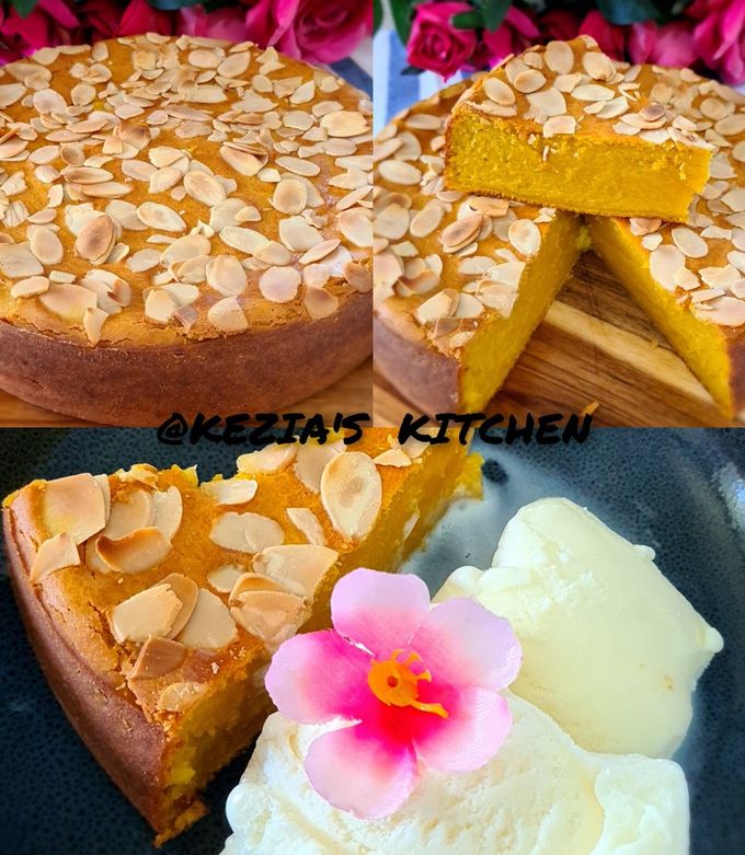 A picture of Bingka Almond Labu Kuning (Butternut Squash Pie).