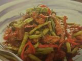 Stir-Fried pork and long beans with red curry paste