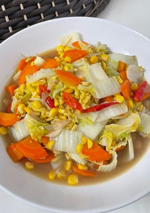 Foto resep Tumis sawi putih wortel jagung
