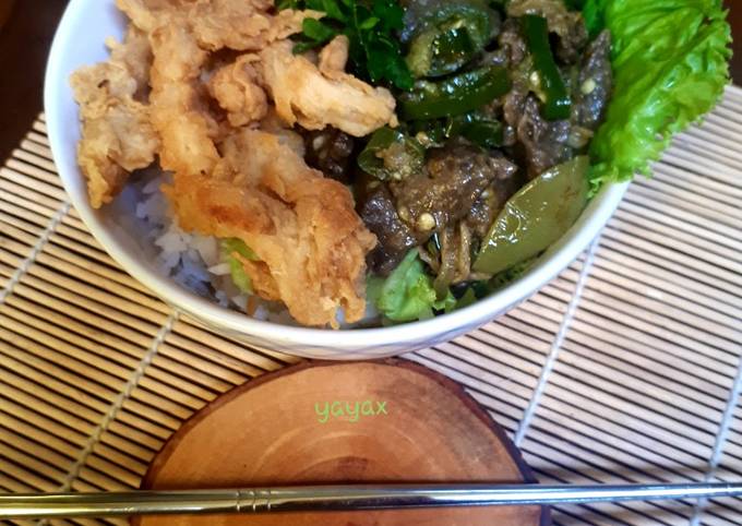 Bagaimana Menyiapkan Paru hijau &amp; jamur crispy RiceBowl Anti Gagal