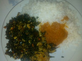 Rice and ugu sauce