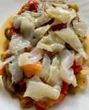 Escalivada con bacalao ahumado