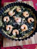 Tarta de espinacas y camarones