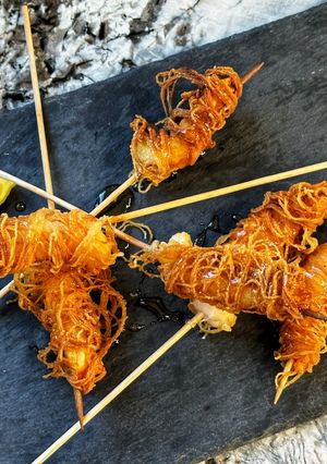 Una foto de Gambones en crujiente de fideos de arroz