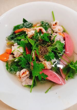 Hình của món Soup hẹ ăn sáng.