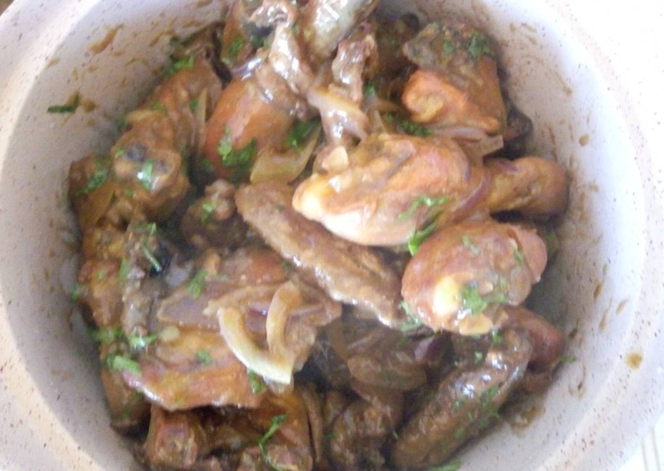 Roast chicken in orange jus