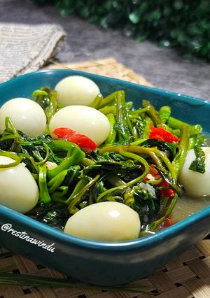 Foto resep Cah Kangkung Telur Puyuh