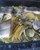 Bacalao al horno con patatas y cebolla