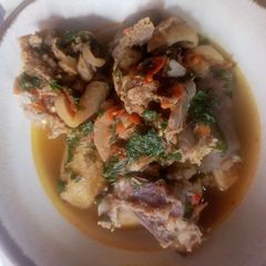 A picture of Goat meat peppersoup.