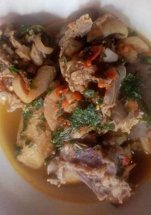 A picture of Goat meat peppersoup.