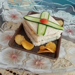 A picture of Nachos Cucumber Sandwich.quick and easy.