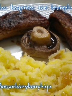 Sült oldalas, hagymás, tört krumplival recept fotója