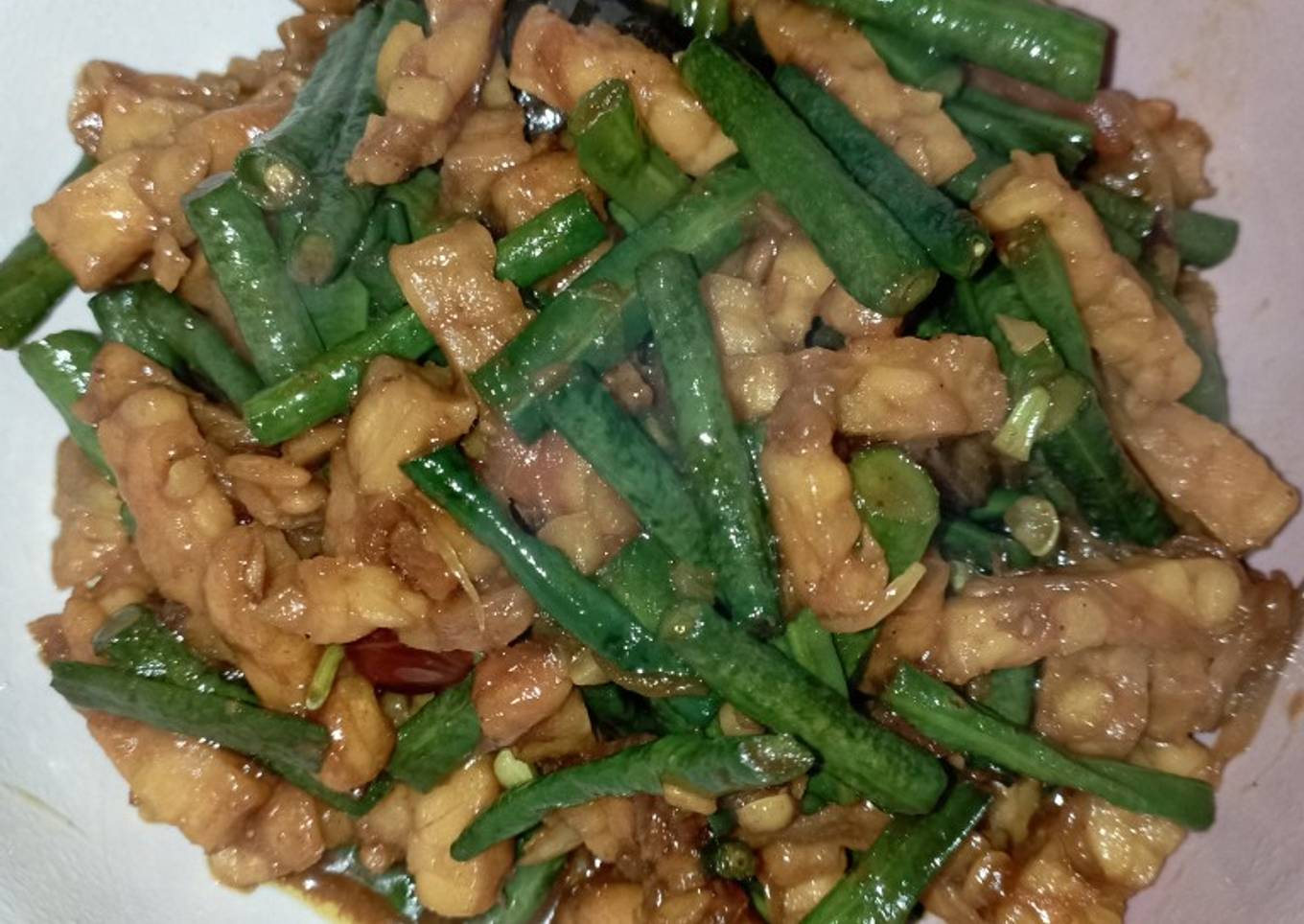 Tumis tempe kacang panjang