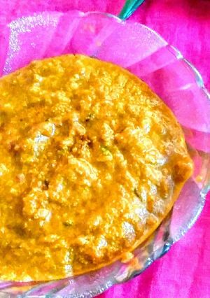 A picture of Raw mango and moong dal chuteny.