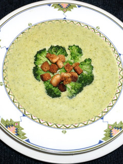 A picture of Cream of broccoli soup.