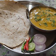 Jowar Bhakri and pithla A picture of Jowar Bhakri and pithla.