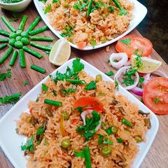 A picture of French-beans veg rice.