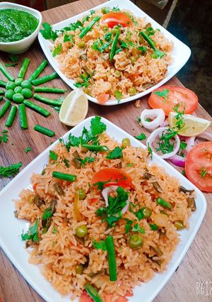 A picture of French-beans veg rice.