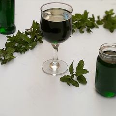 A picture of Home made mint syrup.