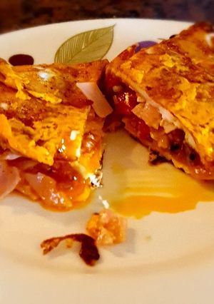 Una foto de Huevos con jamón y queso