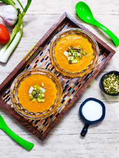 A picture of Pumpkin and Carrot Soup.