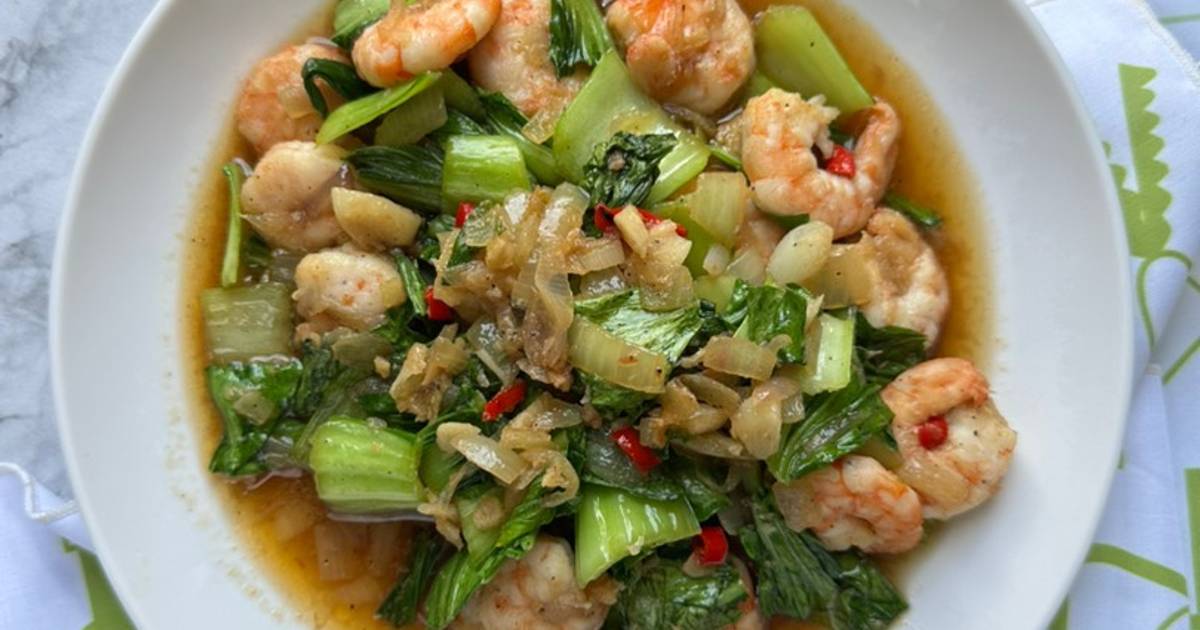 Resep Tumis Udang, Tempe dan Pakcoy oleh cookingwithmrs.Layra
