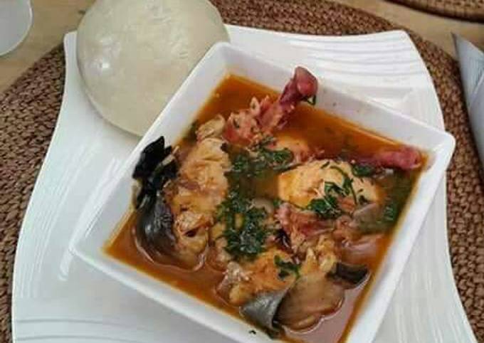 Utazi soup with fufu