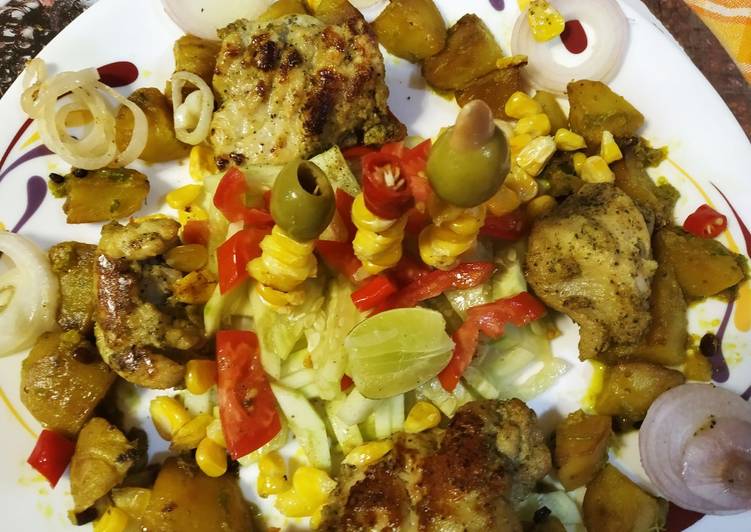 Steps to Prepare Quick Chicken with veggies salad #GA 4 #week 5