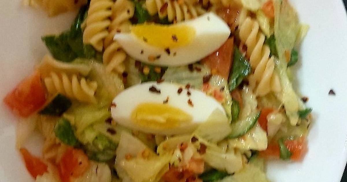 My Anchovies Pasta Salad with egg & dressing KitchenBingo Recipe by