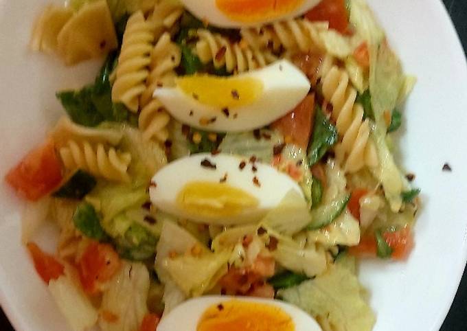 My Anchovies Pasta Salad with egg & dressing #Lunch#KitchenBingo